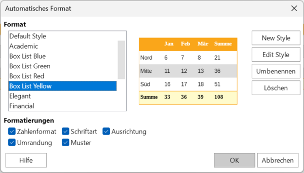 AutoFormat Tabellen - The Document Foundation Wiki