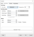 Character dialog - Font Effects Tab