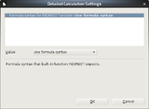 Dialog for detailed calculation settings. 詳細な計算の設定のためのダイアログ。